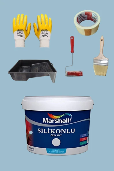 Marshall 5'li Set Silikonlu Özel Mat Duvar Boyası Sonsuz Gökyüzü 50 Çeşit Renk 2.5lt
