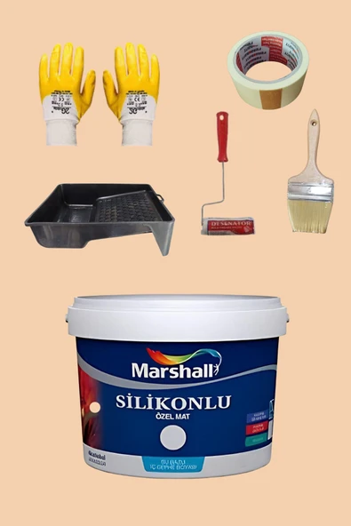 Marshall 5'li Set Silikonlu Özel Mat Duvar Boyası Şampanya 50 Çeşit Renk 2.5lt