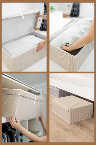 Flora Baza Kutu Hurç, Yatak Kanepe Altı Düzenleyici Su Geçirmez Mukavva Destekli (50x40x19cm) 2 Adet Kahve - 6