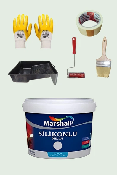 Marshall 5'li Set Silikonlu Özel Mat Duvar Boyası Akarsu 50 Çeşit Renk 2.5lt