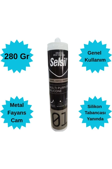 Selsil Genel Amaçlı Silikon Şeffaf Fayans Cam Metal Yapıştırmak için + Silikon - 2
