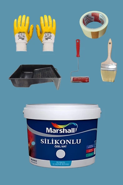 Marshall 5'li Set Silikonlu Özel Mat Iç Cephe Duvar Boyası Açık Deniz 15-7.5-2.5lt