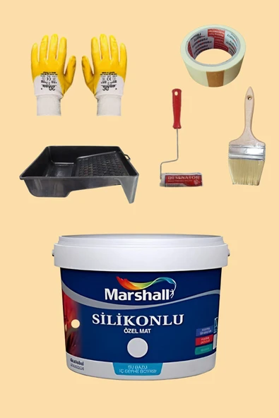 Marshall 5'li Set Silikonlu Özel Mat Duvar Boyası Sabah Güneşi 50 Çeşit Renk 2.5lt