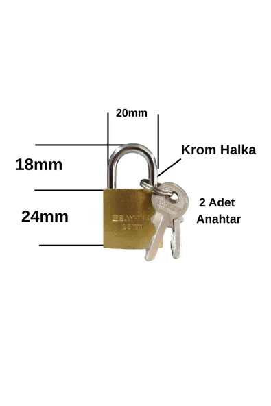 HAFSER Asma Kilit Dolap Kilidi Paslanmaz Çelik Kilit 25mm 2 Anahtarlı - 2