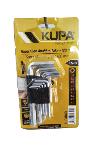 Kupa 9 Parça Alyan Anahtar Seti 1.5mm-10mm