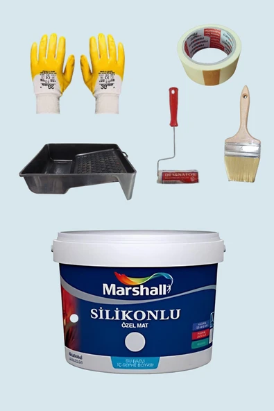 Marshall 5'li Set Silikonlu Özel Mat Duvar Boyası Niagara 50 Çeşit Renk 2.5lt