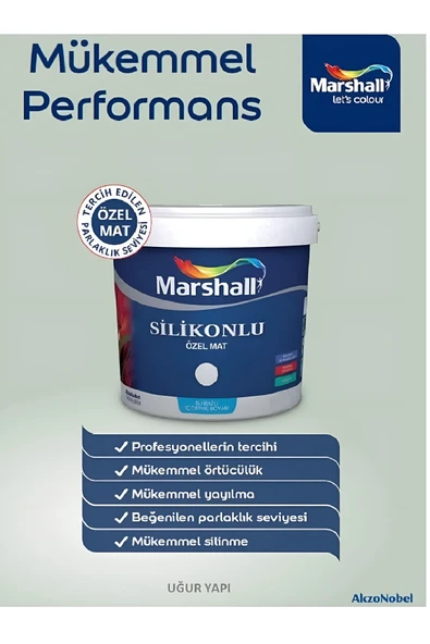 Marshall 5'li Set Silikonlu Özel Mat Duvar Boyası Tütsü 50 Çeşit Renk 2.5lt - 3
