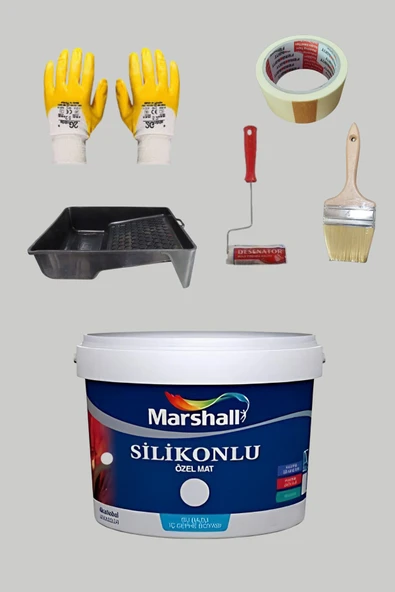 Marshall 5'li Set Silikonlu Özel Mat Duvar Boyası Gelin Teli 50 Çeşit Renk 2.5lt
