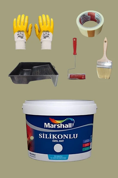 Marshall 5'li Set Silikonlu Özel Mat Duvar Boyası Aşk Merdiveni 50 Çeşit Renk 2.5lt