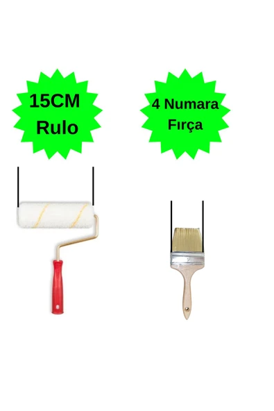 HAFSER 4'Lü Boyacı Set Rulo 15cm 4No Fırça Kağıt Bant Eldiven - 2