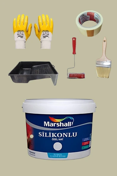 Marshall 5'li Set Silikonlu Özel Mat Duvar Boyası Defne Yaprağı 50 Çeşit Renk 2.5lt