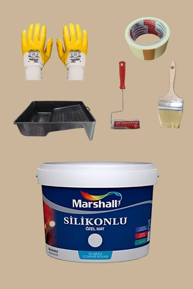 Marshall 5'li Set Silikonlu Özel Mat Duvar Boyası Kesekağıdı 50 Çeşit Renk 2.5lt