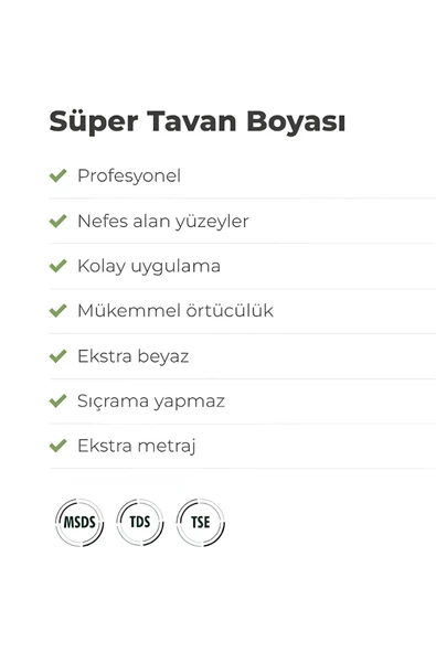 FORTES 4'Lü Set Süper Tavan Boyası Seti 15L-2.5-7.5 - 2