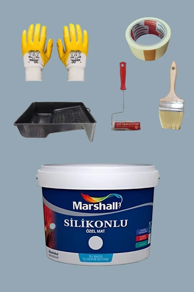 Marshall 5'li Set Silikonlu Özel Mat Duvar Boyası Rıhtım 50 Çeşit Renk 2.5lt