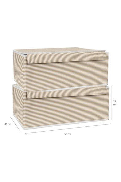 Flora Baza Kutu Hurç, Yatak Kanepe Altı Düzenleyici Su Geçirmez Mukavva Destekli (50x40x19cm) 2 Adet Kahve - 2