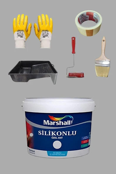 Marshall 5'li Set Silikonlu Özel Mat Duvar Boyası Yeni Bohem Gri 50 Çeşit Renk 2.5lt