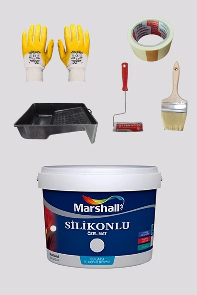 Marshall 5'li Set Silikonlu Özel Mat Duvar Boyası Beyaz Lale 50 Çeşit Renk 2.5lt