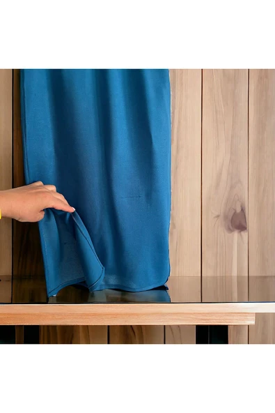 SUNA İKİ YANI YIRTMAÇLI KALEM ETEK-  DOKUMA PETROL - 2