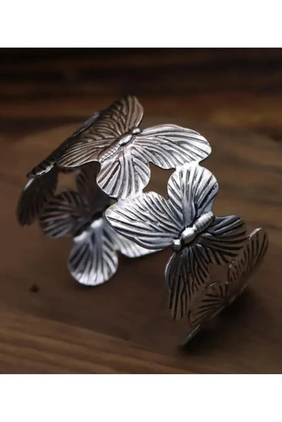 YEBİİ ohem Tarzı Çiçek Şeklinde Açık Manşet Bilezik, Vintage Metal Bilezik, Moda Günlük Kullanım Aksesuarı - 4