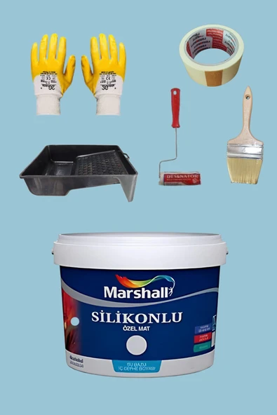 Marshall 5'li Set Silikonlu Özel Mat Iç Cephe Duvar Boyası Kuğu Gölü 15-7.5-2.5lt