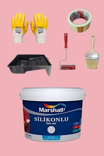 Marshall 5'li Set Silikonlu Özel Mat Iç Cephe Duvar Boyası Şeker Pembe 15-7.5-2.5lt