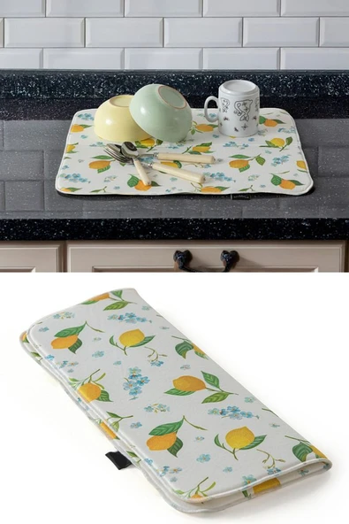 Bulaşık Kurutma Örtüsü, Bulaşıklık, Tezgah Üstü Bulaşık Matı, Süper Emici Mutfak Matı, Balık Desenli - 4