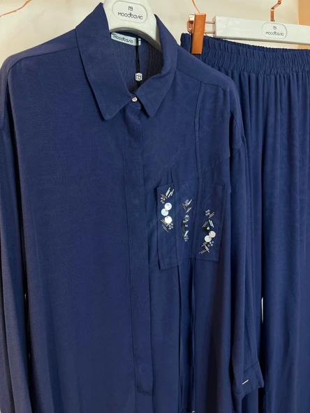 KENDİNDEN DESENLİ CEP DETAYLI TAKIM - 2