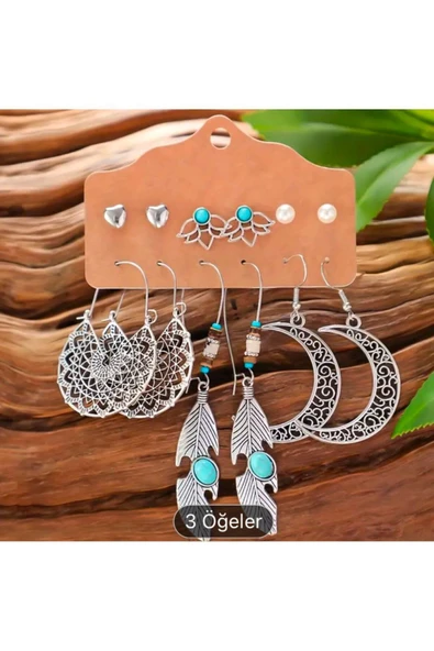 SUNA 6 PARÇA ÇELİK-OTANTİK-KÜPE SETİ