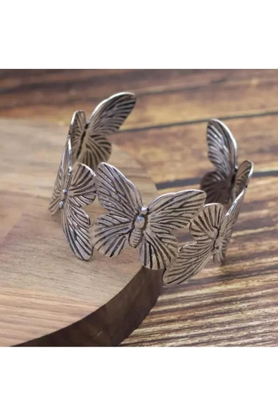 YEBİİ ohem Tarzı Çiçek Şeklinde Açık Manşet Bilezik, Vintage Metal Bilezik, Moda Günlük Kullanım Aksesuarı - 3