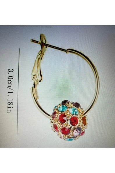 SUNA ALTINKAPLAMA RENKLİ TAŞLI KANCALI KÜPE - 3
