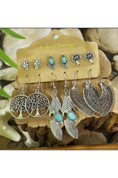 SUNA 6LI ÇELİK KÜPE SETİ