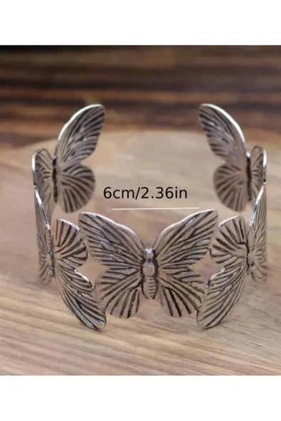 YEBİİ ohem Tarzı Çiçek Şeklinde Açık Manşet Bilezik, Vintage Metal Bilezik, Moda Günlük Kullanım Aksesuarı - 5