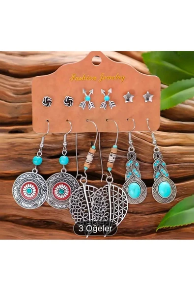 SUNA 6 PARÇA ÇELİK OTANTİK KÜPE SETİ