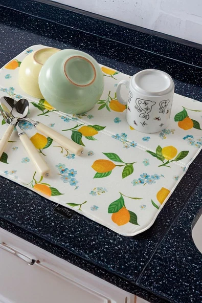 Bulaşık Kurutma Örtüsü, Bulaşıklık, Tezgah Üstü Bulaşık Matı, Süper Emici Mutfak Matı, Balık Desenli - 6