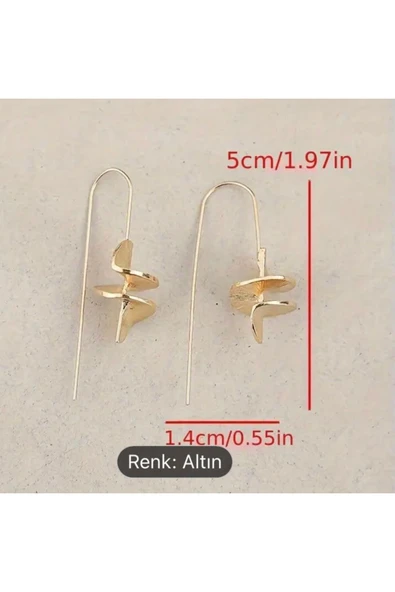 SUNA ALTINSARISI ÇELİK UZANTILI KÜPE - 2