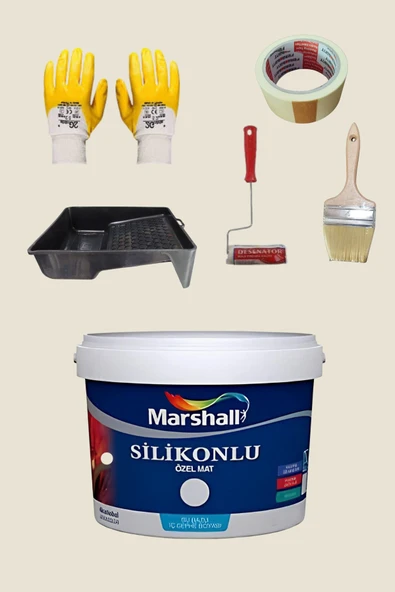 Marshall 5'li Set Silikonlu Özel Mat Iç Cephe Duvar Boyası Ekru 15-7.5-2.5lt