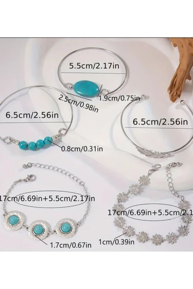 SUNA 5 PARÇA ÇELİK BİLEKLİK -OPAL TASLI - 2