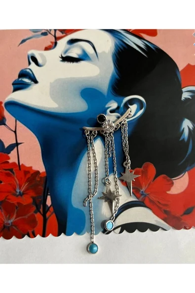 SUNA YILDIZLAR SALLANTILI KÜPE GÜMÜŞ-KUTULU