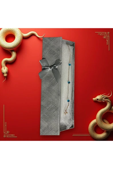 SUNA MAVİ BONCUKLU ROSE KAPLAMA GÜMÜŞ BİLEKLİK