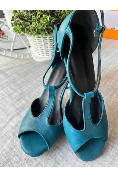 SUNA TANGO AYAKKABISI KADIN 8,5 CM (13 PONT)  T MODEL DERİ ÖZEL ÜRETİM - 1