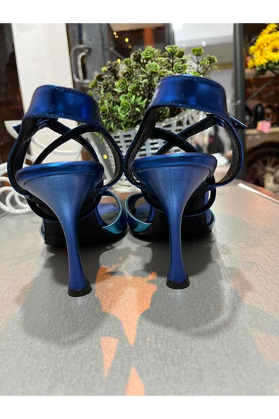SUNA NEON MAVİ AÇIK TOPUK 13 PONT 8,5 CM TOPUK TANGO, DANS VE ABİYE AYAKKABISI - 2