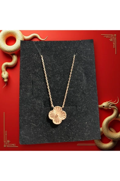 SUNA YONCA ROSE KAPLAMA 925 AYAR GÜMÜŞ KOLYE-KUTULU