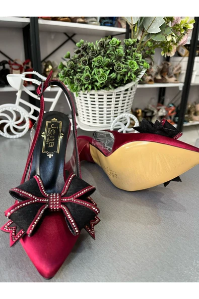 JENA FİYONK DETAYLI EN MODA ÇOK ŞIK KADIN AYAKKABI 6 CM TOPUKBOYU SATEN DOKU HER ZAMANIN MODELİ KONFOR - 6