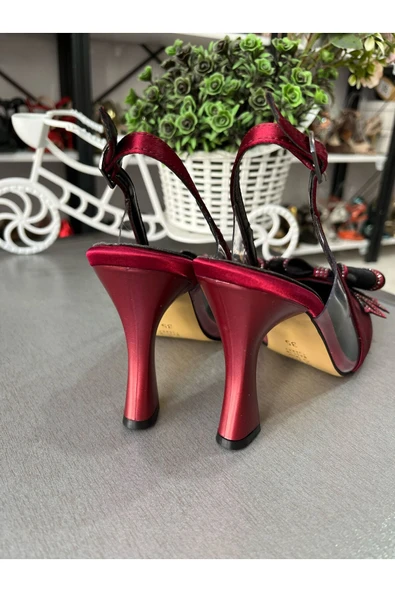 JENA FİYONK DETAYLI EN MODA ÇOK ŞIK KADIN AYAKKABI 6 CM TOPUKBOYU SATEN DOKU HER ZAMANIN MODELİ KONFOR - 3