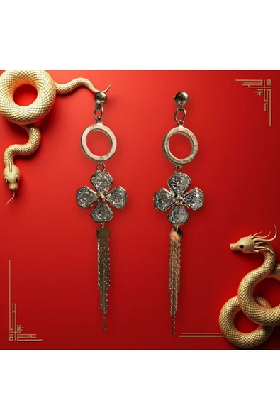 SUNA BEYAZ DAMLA TAŞLI GÜMÜŞ KÜPE - 2