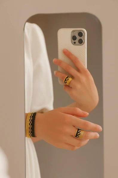 SUNA MİYUKİ PETROL BİLEKLİK-YÜZÜK SET - Resim 1