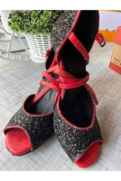 SUNA TANGO DANS AYAKKABISI ARKASI KAPALI BİLEK BAĞLI 8,5 CM (13 PONT) DERİ ÖZEL TASARIM - Resim 2