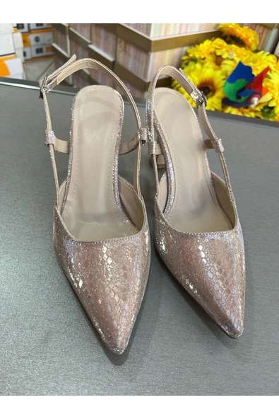 Park Moda EN MODA AÇIK ROSE GOLD 7CM KADEH TOPUK ARKASI AÇIK YAN BANTLI ÇOK RAHAT KADIN ABİYE AYAKKABI - 6