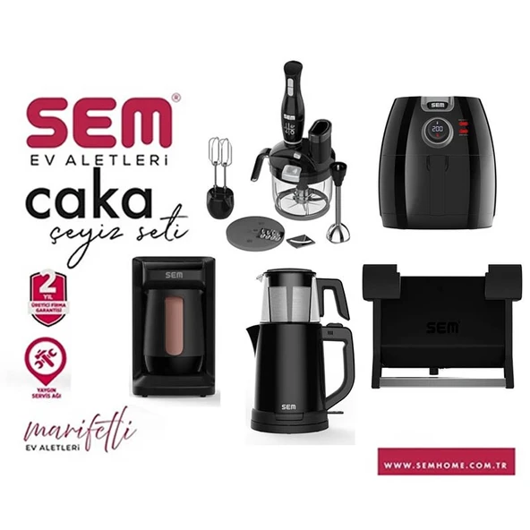 Sem Caka 16 Parça Siyah Çeyiz Seti