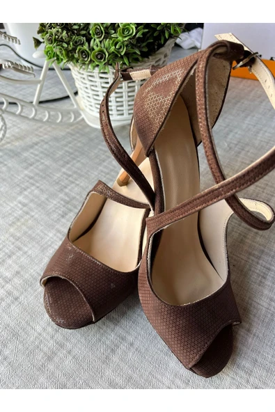 SUNA TANGO AYAKKABISI KADIN 8,5 CM (13 PONT)  YANDAN ÇİFT BAĞLI DERİ ÖZEL ÜRETİM - Resim 2